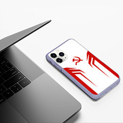 Чехол iPhone 11 Pro матовый СССР воин, цвет: 3D-светло-сиреневый — фото 2
