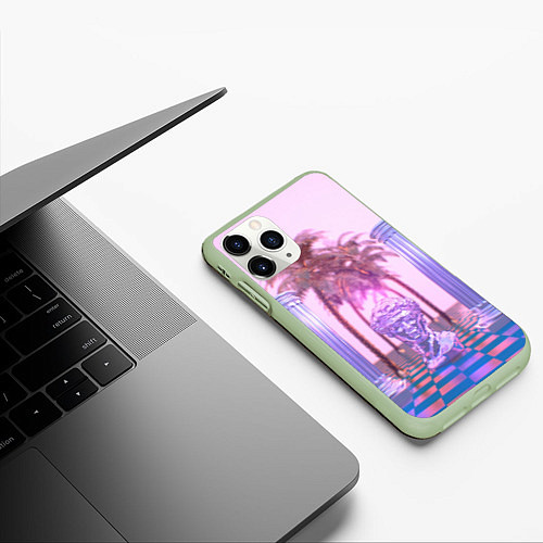Чехол iPhone 11 Pro матовый Digital Miami / 3D-Салатовый – фото 3