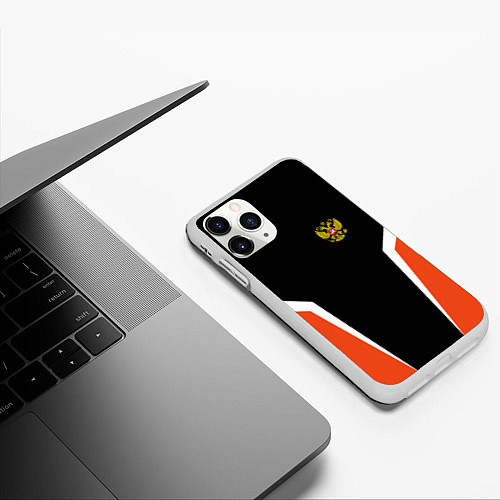 Чехол iPhone 11 Pro матовый Russia: Orange Sport / 3D-Белый – фото 3