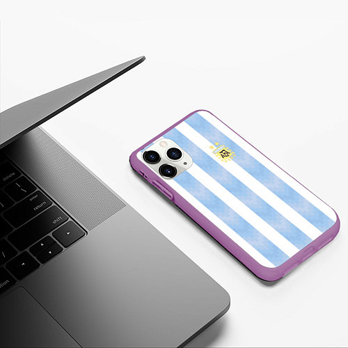 Чехол iPhone 11 Pro матовый Сборная Аргентины / 3D-Фиолетовый – фото 3