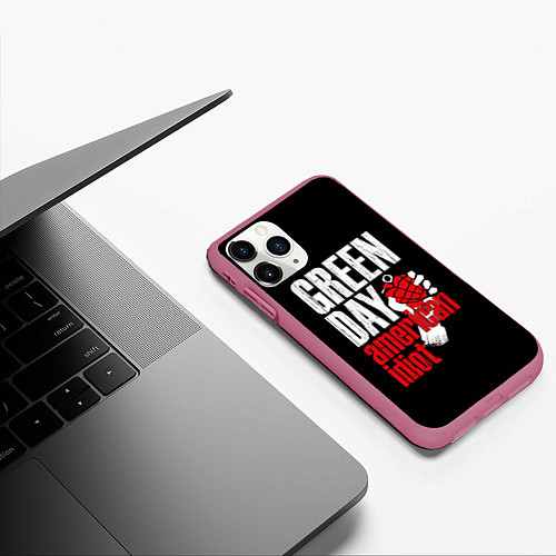Чехол iPhone 11 Pro матовый Green Day: American Idiot / 3D-Малиновый – фото 3