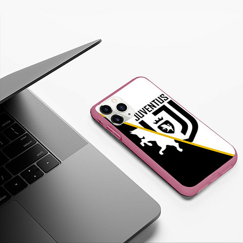 Чехол iPhone 11 Pro матовый FC Juventus: Football Point / 3D-Малиновый – фото 3