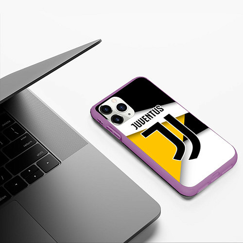 Чехол iPhone 11 Pro матовый FC Juventus / 3D-Фиолетовый – фото 3