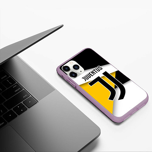 Чехол iPhone 11 Pro матовый FC Juventus / 3D-Сиреневый – фото 3