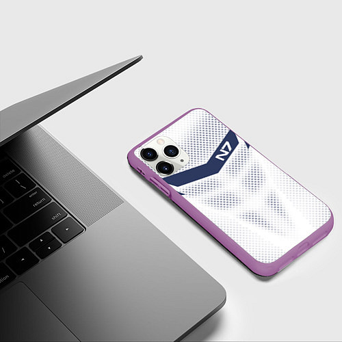 Чехол iPhone 11 Pro матовый N7: White Armor / 3D-Фиолетовый – фото 3