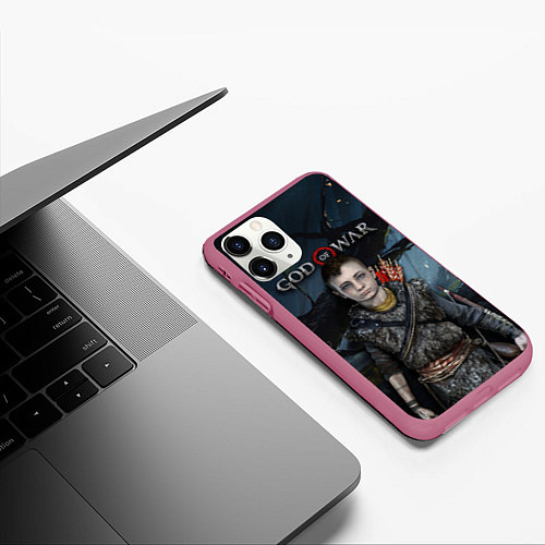 Чехол iPhone 11 Pro матовый God of War: Atreus / 3D-Малиновый – фото 3