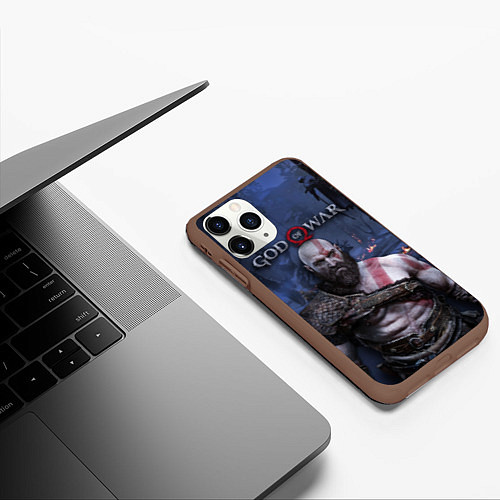 Чехол iPhone 11 Pro матовый God of War: Kratos / 3D-Коричневый – фото 3