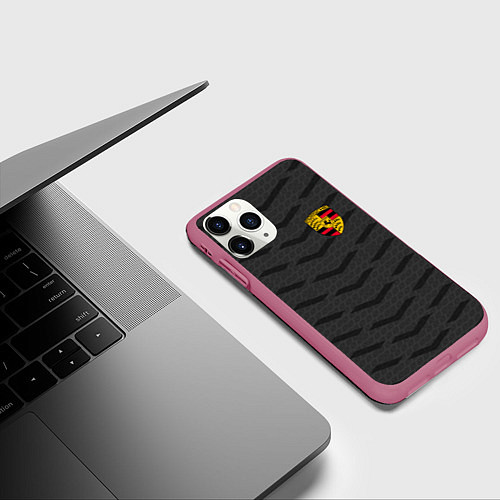 Чехол iPhone 11 Pro матовый Porsche: Grey Sport / 3D-Малиновый – фото 3