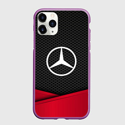 Чехол iPhone 11 Pro матовый Mercedes Benz: Grey Carbon, цвет: 3D-фиолетовый