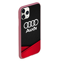 Чехол iPhone 11 Pro матовый Audi: Grey Carbon, цвет: 3D-малиновый — фото 2