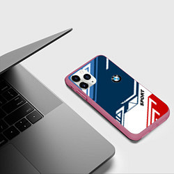 Чехол iPhone 11 Pro матовый BMW SPORT, цвет: 3D-малиновый — фото 2