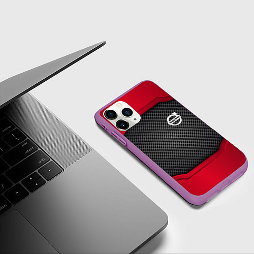 Чехол iPhone 11 Pro матовый Volvo: Metal Sport / 3D-Фиолетовый – фото 3