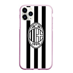 Чехол iPhone 11 Pro матовый AC Milan: Black & White, цвет: 3D-розовый