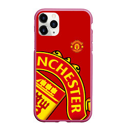 Чехол iPhone 11 Pro матовый FC Man United: Red Exclusive, цвет: 3D-малиновый