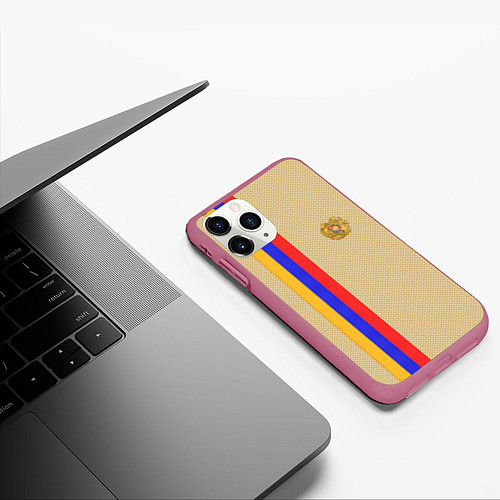 Чехол iPhone 11 Pro матовый Armenia Style / 3D-Малиновый – фото 3