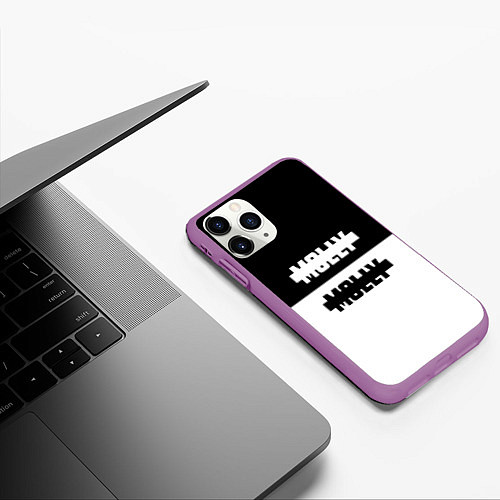 Чехол iPhone 11 Pro матовый Molly: Black & White / 3D-Фиолетовый – фото 3