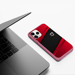 Чехол iPhone 11 Pro матовый Volvo: Red Sport, цвет: 3D-малиновый — фото 2