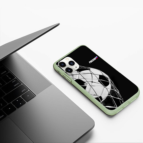 Чехол iPhone 11 Pro матовый Болельщик России / 3D-Салатовый – фото 3