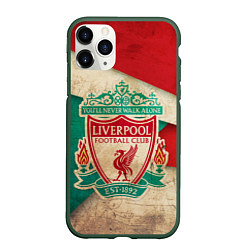 Чехол iPhone 11 Pro матовый FC Liverpool: Old Style, цвет: 3D-темно-зеленый