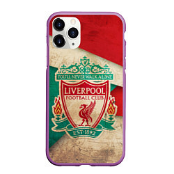 Чехол iPhone 11 Pro матовый FC Liverpool: Old Style, цвет: 3D-фиолетовый