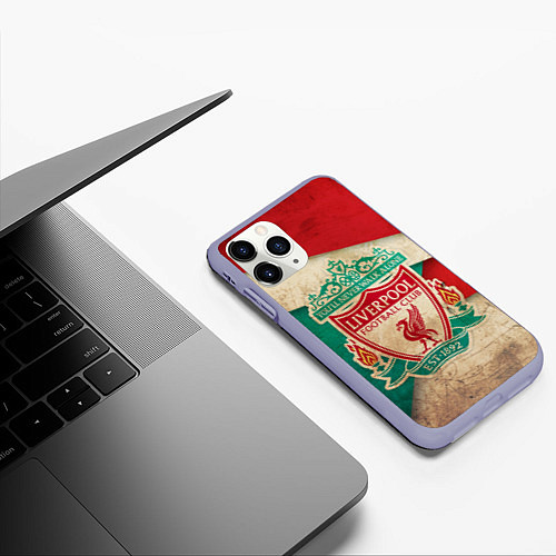 Чехол iPhone 11 Pro матовый FC Liverpool: Old Style / 3D-Светло-сиреневый – фото 3