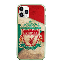 Чехол iPhone 11 Pro матовый FC Liverpool: Old Style, цвет: 3D-салатовый