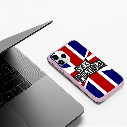 Чехол iPhone 11 Pro матовый Sex Pistols UK / 3D-Розовый – фото 3