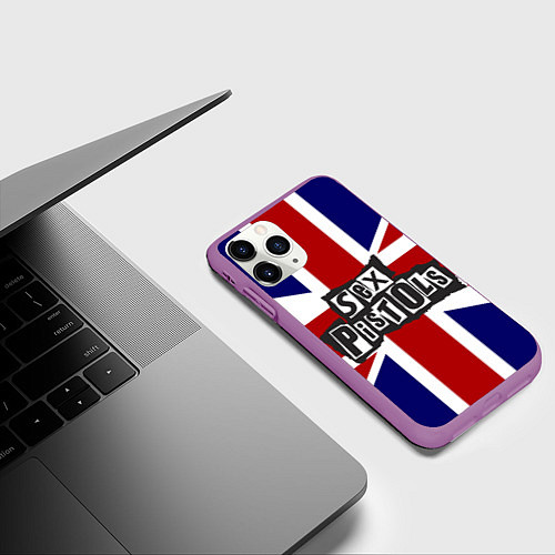 Чехол iPhone 11 Pro матовый Sex Pistols UK / 3D-Фиолетовый – фото 3