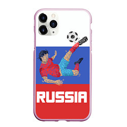 Чехол iPhone 11 Pro матовый Russia Footballer, цвет: 3D-розовый