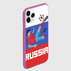 Чехол iPhone 11 Pro матовый Russia Footballer, цвет: 3D-фиолетовый — фото 2