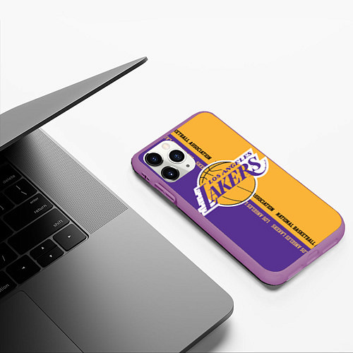 Чехол iPhone 11 Pro матовый NBA: LA Lakers / 3D-Фиолетовый – фото 3