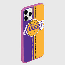 Чехол iPhone 11 Pro матовый NBA: LA Lakers, цвет: 3D-фиолетовый — фото 2