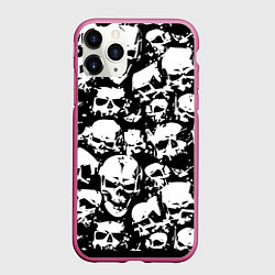 Чехол iPhone 11 Pro матовый Черепа ужаса, цвет: 3D-малиновый