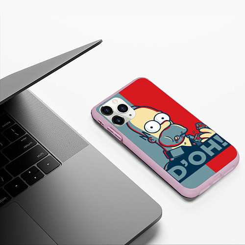 Чехол iPhone 11 Pro матовый Homer Simpson DOH! / 3D-Розовый – фото 3