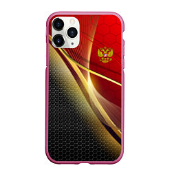 Чехол iPhone 11 Pro матовый RUSSIA SPORT: Gold Collection, цвет: 3D-малиновый