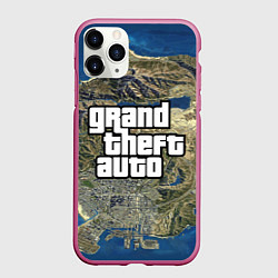 Чехол iPhone 11 Pro матовый GTA, цвет: 3D-малиновый