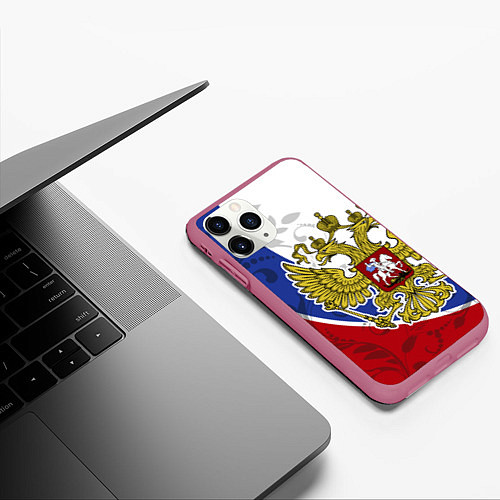 Чехол iPhone 11 Pro матовый Российская душа / 3D-Малиновый – фото 3