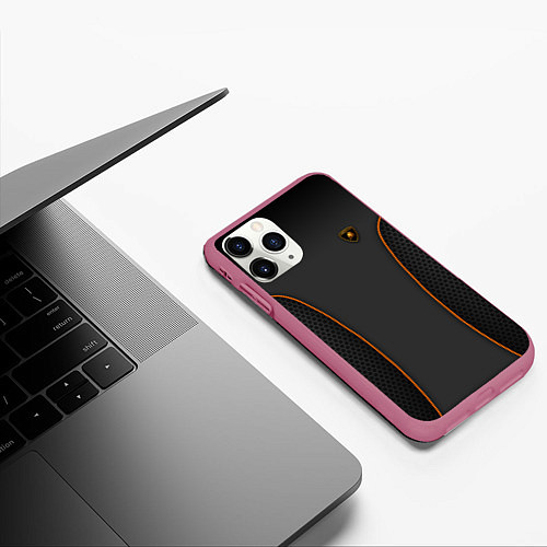 Чехол iPhone 11 Pro матовый Lamborghini Style / 3D-Малиновый – фото 3