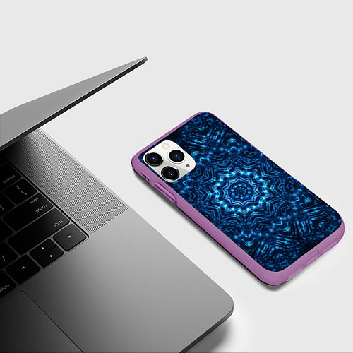Чехол iPhone 11 Pro матовый Космическая мандала / 3D-Фиолетовый – фото 3
