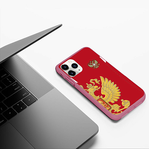 Чехол iPhone 11 Pro матовый Сборная России: эксклюзив / 3D-Малиновый – фото 3