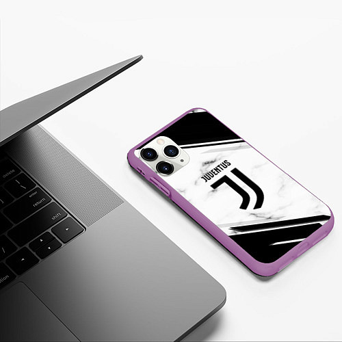 Чехол iPhone 11 Pro матовый Juventus / 3D-Фиолетовый – фото 3