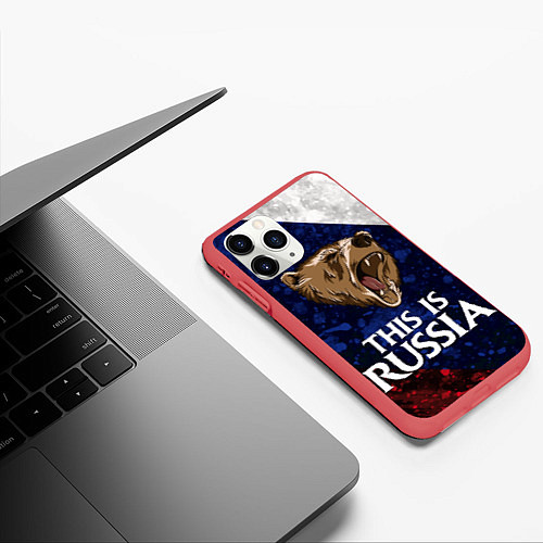 Чехол iPhone 11 Pro матовый Russia: Roaring Bear / 3D-Красный – фото 3