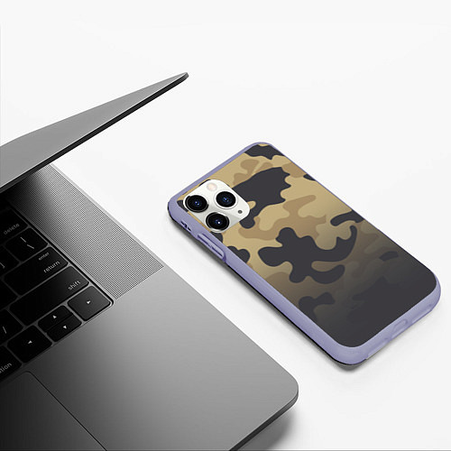 Чехол iPhone 11 Pro матовый Camouflage Khaki / 3D-Светло-сиреневый – фото 3