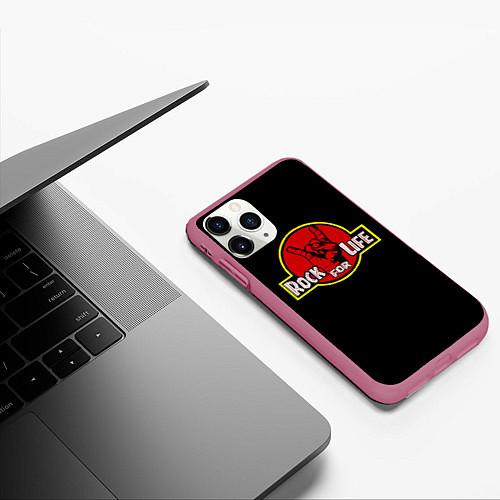 Чехол iPhone 11 Pro матовый Rock for Life / 3D-Малиновый – фото 3