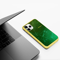 Чехол iPhone 11 Pro матовый Cyberpunk 2077: Green Network, цвет: 3D-желтый — фото 2