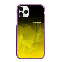 Чехол iPhone 11 Pro матовый Cyberpunk 2077: Yellow Poly, цвет: 3D-фиолетовый