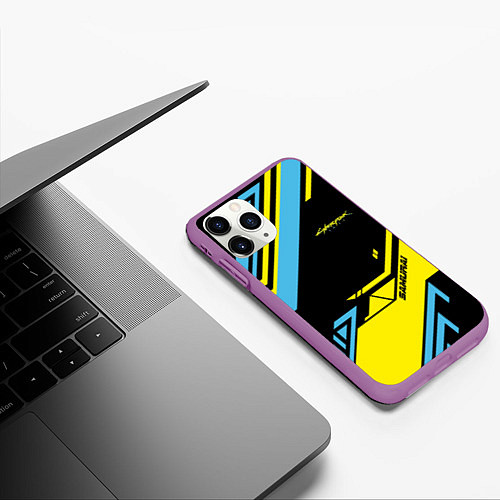 Чехол iPhone 11 Pro матовый Cyberpunk 2077: Samurai / 3D-Фиолетовый – фото 3