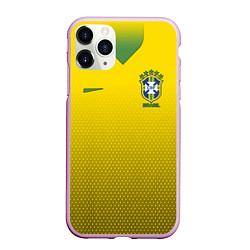 Чехол iPhone 11 Pro матовый Brazil Team: WC 2018, цвет: 3D-розовый