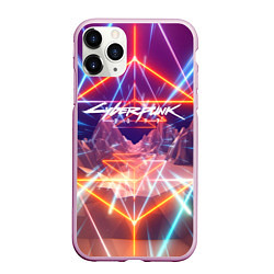 Чехол iPhone 11 Pro матовый Cyberpunk 2077: Neon Lines, цвет: 3D-розовый