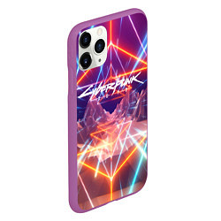 Чехол iPhone 11 Pro матовый Cyberpunk 2077: Neon Lines, цвет: 3D-фиолетовый — фото 2